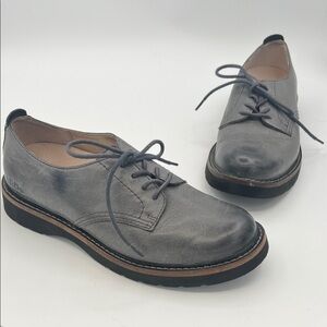 Taos Leather Lace Up Oxford Comfort Shoes Womens 6.5 Gray Casual Walking